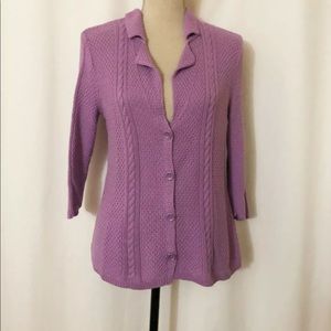 Heather B Purple 3/4 Sleeve Cardigan Size M